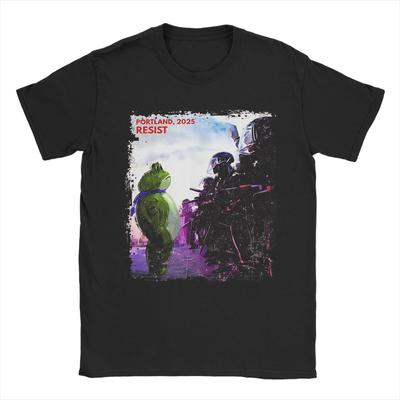 Oversized T-Shirt Resist Portland Frog Protest Cotton T-Shirts Resistance  Novelty Tshirt for Men's Summer Short Sleeve Clothes