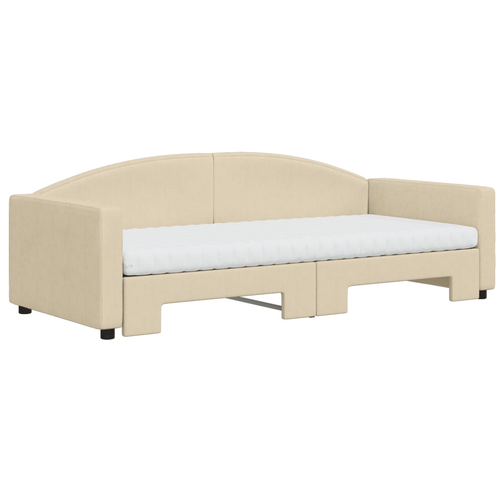 Vidaxl Divano Estraibile con Materassi, Crema, 90X200 Cm, Tessuto