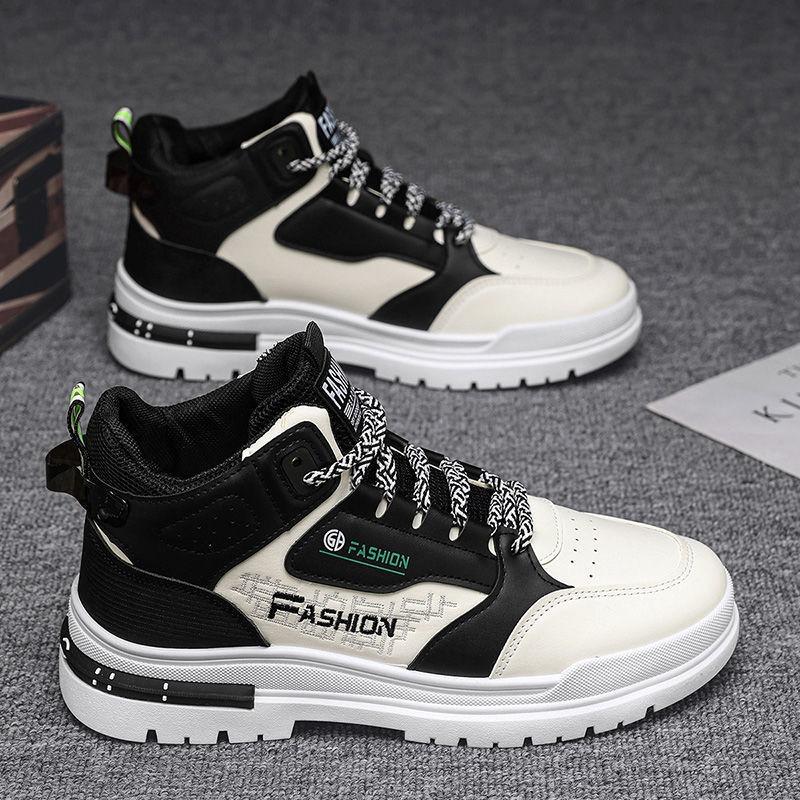 Men's Martin Thick-sole Trendy Height-increasing Student Anti-slip Versatile Sports Casual High-top Skateboard Shoes.