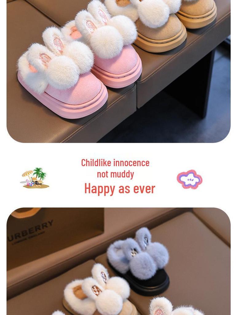 2024 Warm Winter Cotton Slippers for Girls: Indoor/Outdoor, Thickened for Mid-to-Large Children