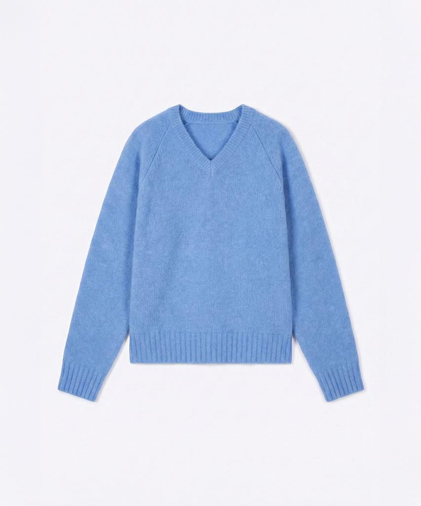 320SHOWROOM Raglan V-Neck Loose Fit Knit Pullover Skyblue