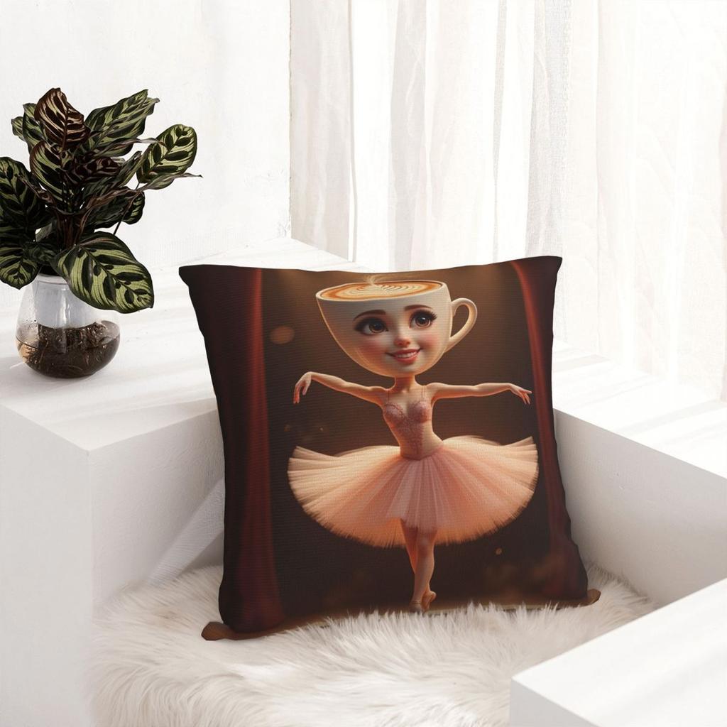 Federa Cuscino Ballerina Cappucina Meme Brainrot Italiano Federa in Poliestere Stampata Copricuscino Decorativo per Divano Casa
