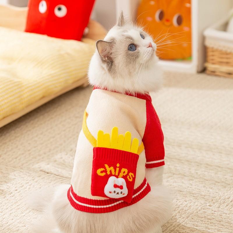 Pet Sweater Autumn and Winter Warm Two-legged Knit Small Dog Teddy Bear with Satchel Cat Puppy Dog Clothes