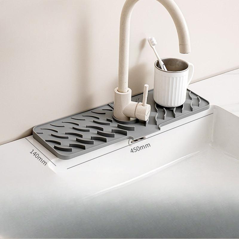 

Коврик для слива воды, Волнистая присоска, Силиконовый кран, Кухонная раковина, Коврик для хранения, Герметичный умывальник Extra-large size серый