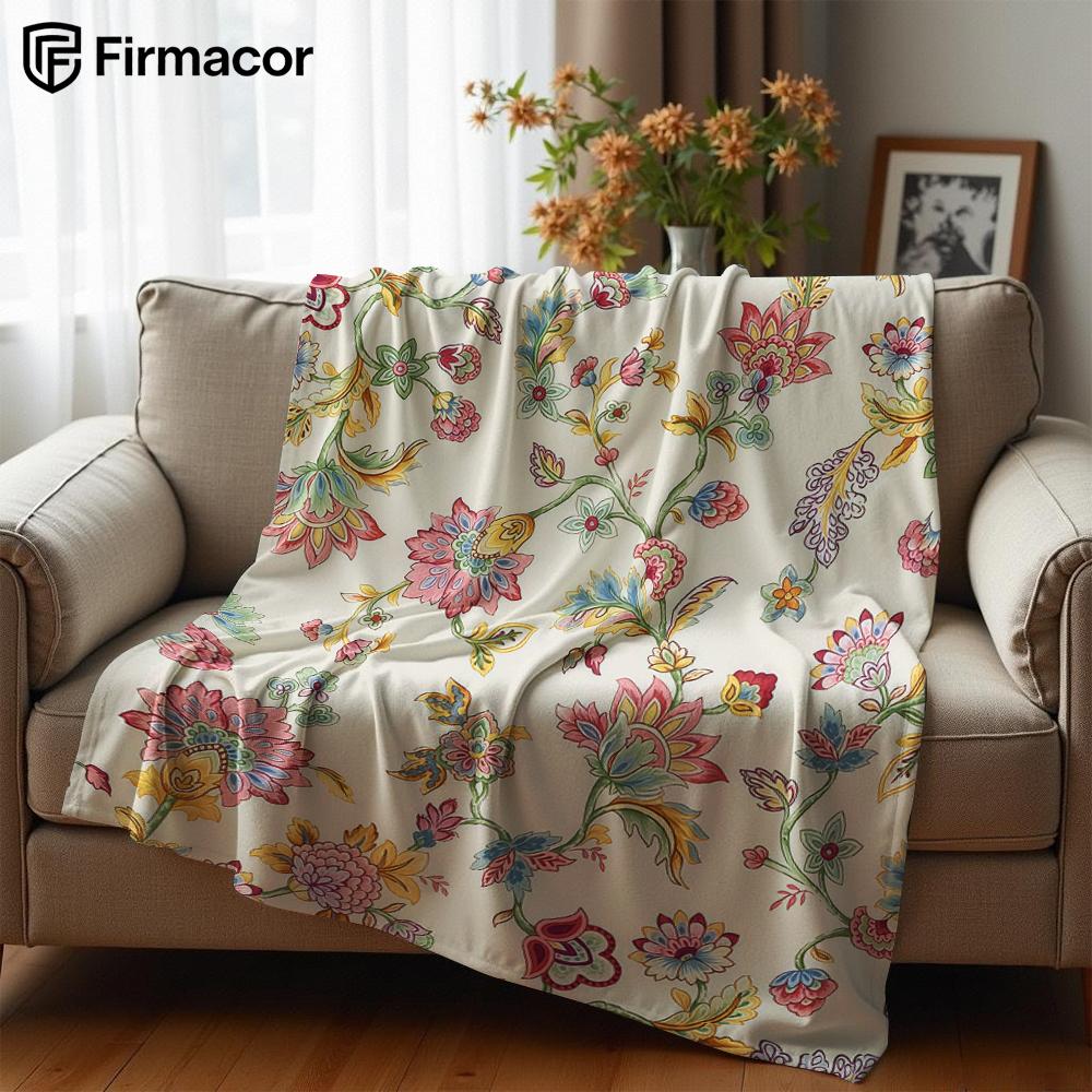 Vibrant Jacobean Lightweight Microfiber Soft Christmas Fleece Blanket Warm Cozy Throw for Bed Sofa Office Travel All Season