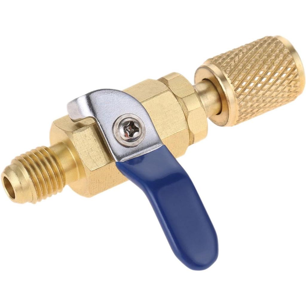 Air Conditioner Ball Valve 1/4" SAE Adapter, Straight Shut-Off Valve for HVAC A/C Automotive Service Tools, Fits for R134A R22 R12 R410A Refrigerant