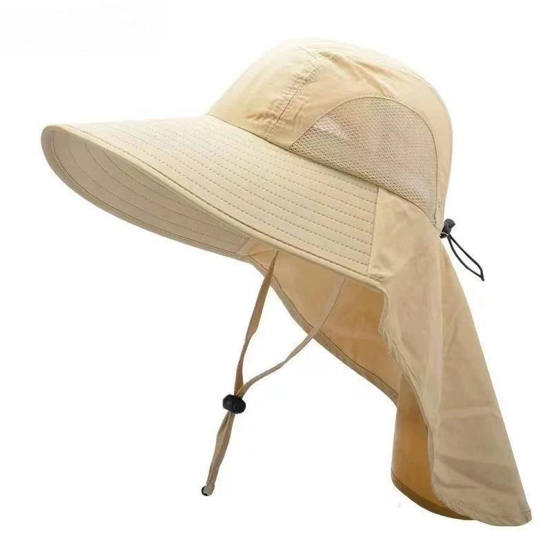 Lightweight UV Hat Men's or Women's Summer Outdoor Sunshade Cap Large Brim Sun Hat Face Shield Neck Protection Fishing Sunscreen