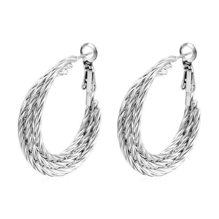 

Серьги Twist Multilayer из нержавеющей стали, женские трендовые серьги премиум-класса с индуктивным покрытием 18 карат, круглые серьги