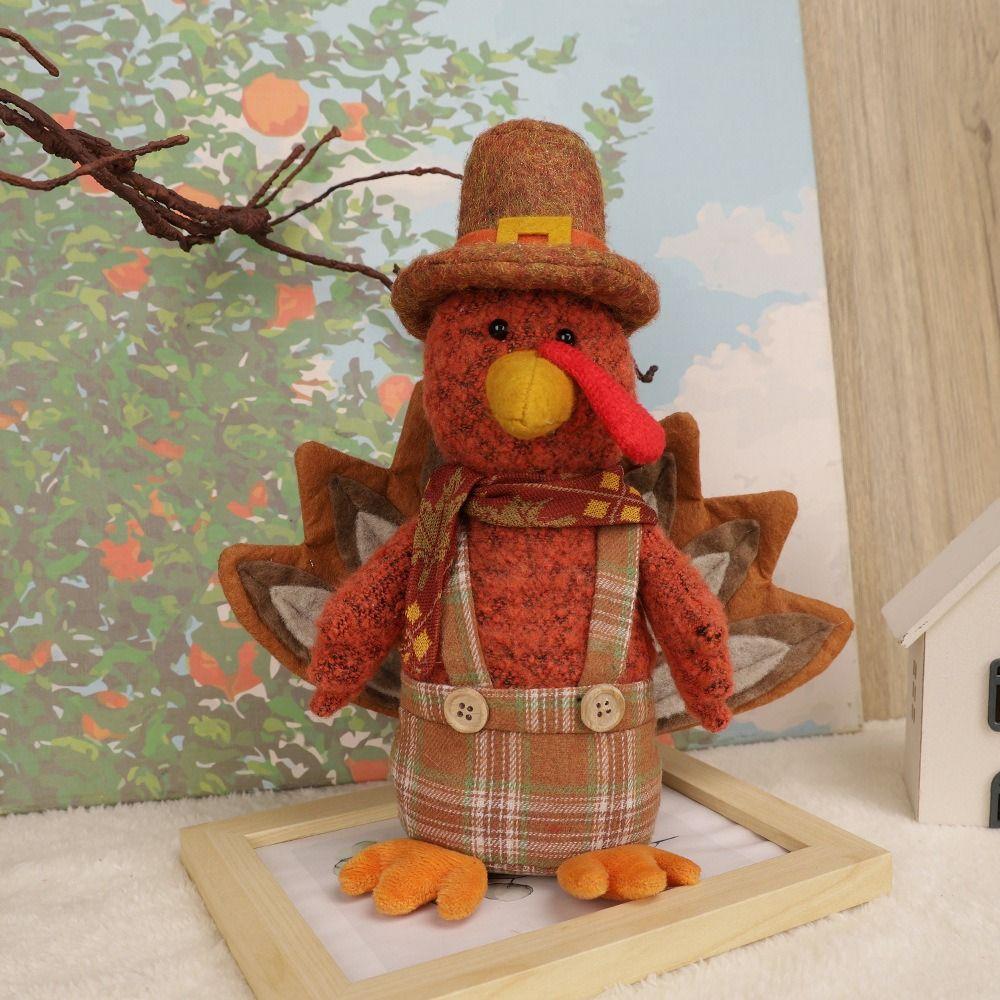 Rustic Thanksgiving Plush Turkey Doll Creative Stuffed Turkey Toy Harvest Festival Decor