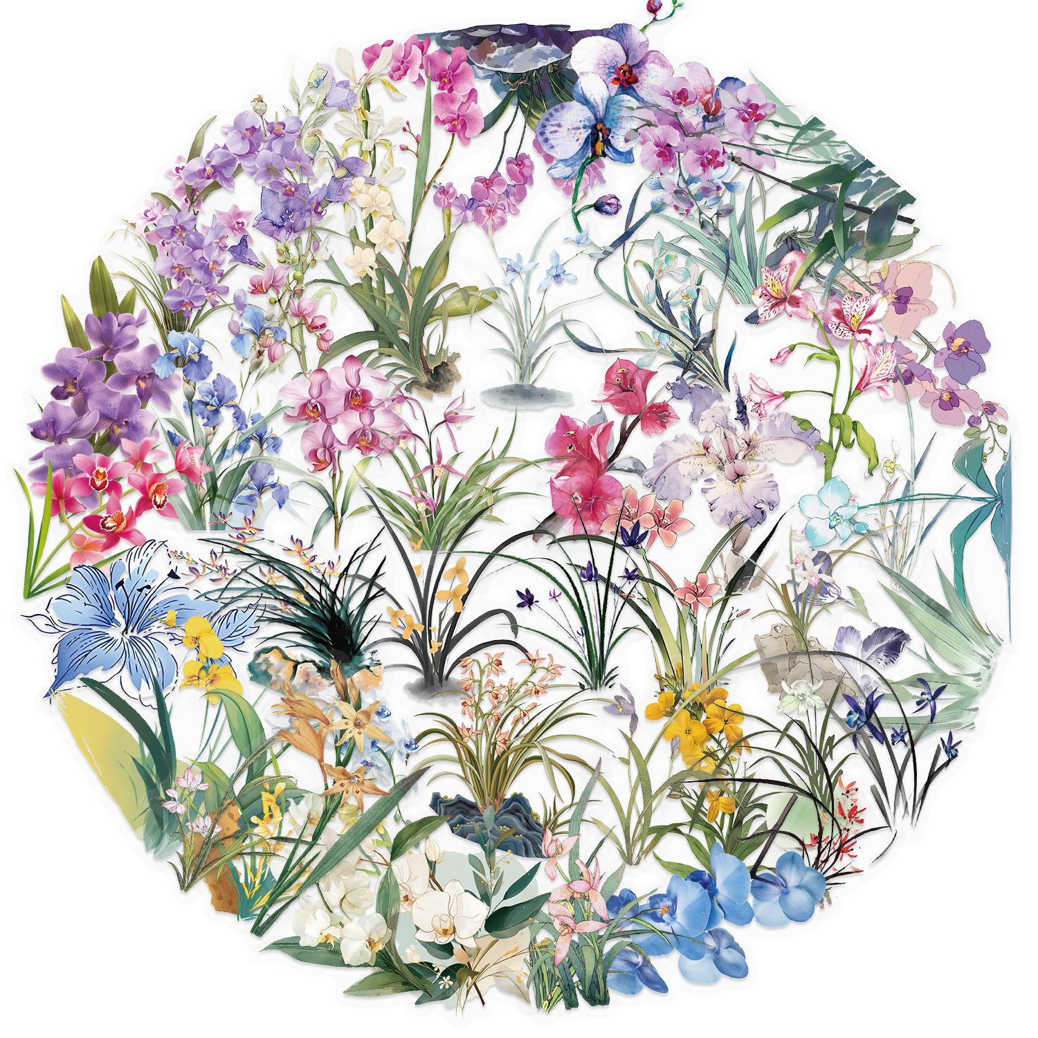 

50 Прозрачных пакетиков для наклеек INS с орхидеями, Водонепроницаемый прозрачный ПЭТ, Ручной материал, Декоративный, Гитара