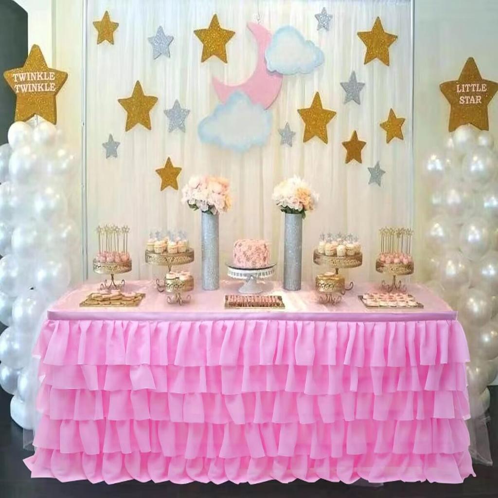 5 Layers Elegant Table Skirt for Wedding Party Baby Shower Home Decoration