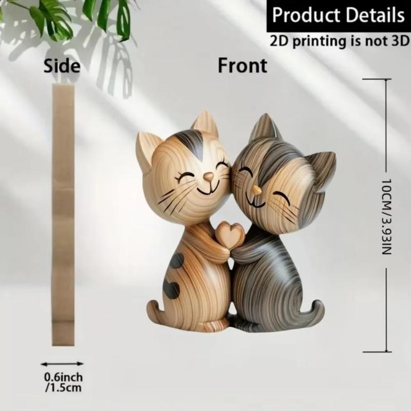 Wooden Cats/Dog Figurines 2D Flat Dog/Cats Statues Collectibles Gift Modern Home Decors Animal Sculptures Home Decors