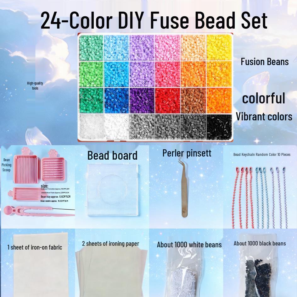 2.6mm Perler Beads Complete Set: 3D Puzzle, Fused Beads, DIY Tool Kit for Handmade Crafts.
