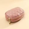 Fashionable Casual Diamond Grid Zipper Coin Purse For Women'S Mini Card Bag