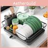 Modern Minimalist Water Drainage Dish Rack With Divided Storage For Kitchen Countertop Use