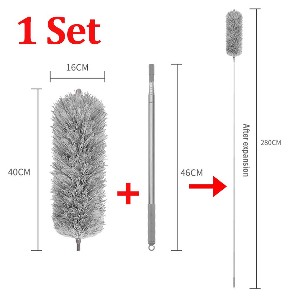 Telescopic Cleaning Duster Brush 2.8/2.5/1.4m Extended Long Crevice Spider Web Microfiber Brushes Bendable Dust Cleaning Tools
