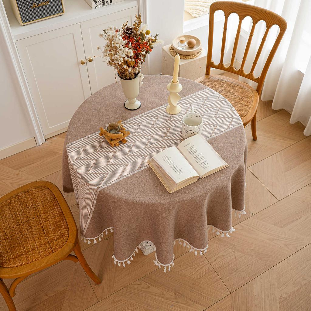 Imitation Cotton And Linen Fabric Tablecloth Simple Modern High-End Dining Table Cloth Coffee Table Cloth Round Table Cloth Long Tablecloth Cover