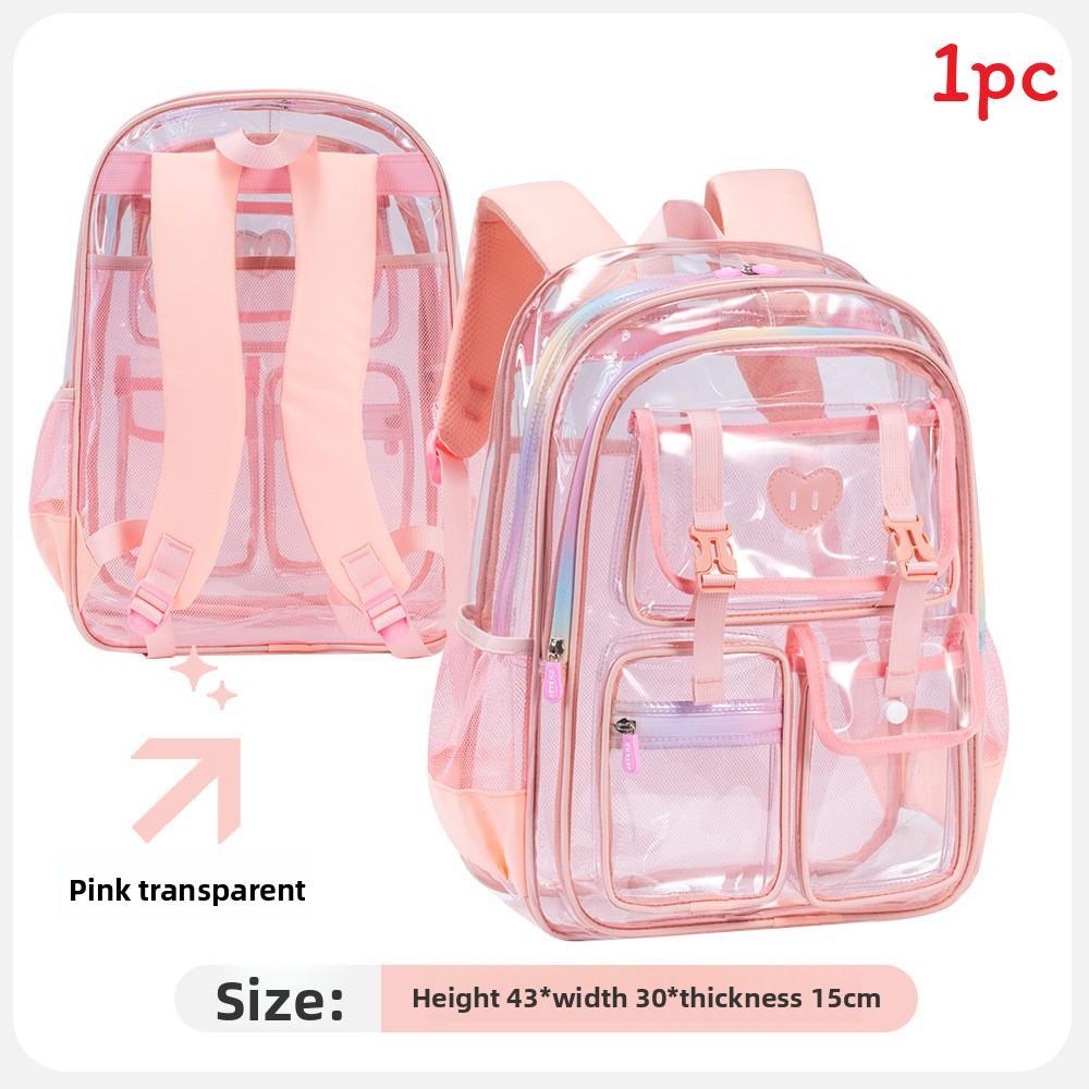 Transparent Jelly Backpack For Girls And Boys Pvc School Bag With Large Capacity For Kids And Teens