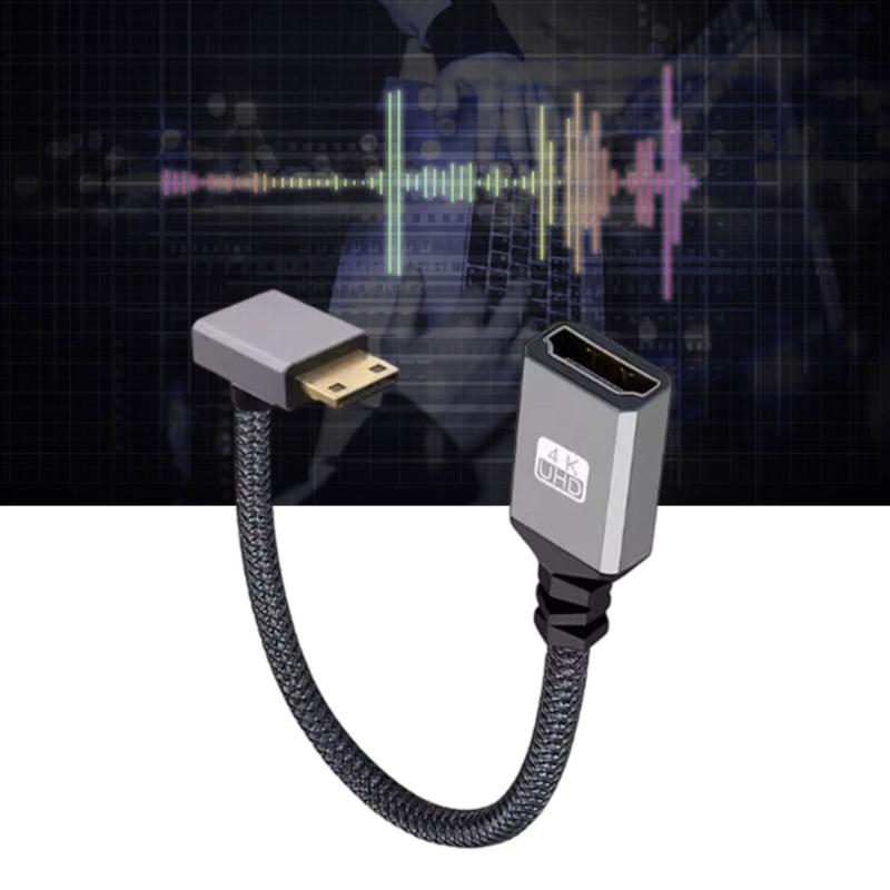 Compactly 90Degree Connectors Mini HDMIs To HDMIs Cord For Cameras Tablets Highly speed Data Transmission Accessories 15cm