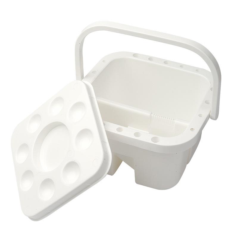 

Multifunctional Square Watercolor Palette Bucket - Portable Art Box with Built-in Pen Washer, Compact Travel Painting Supplies f