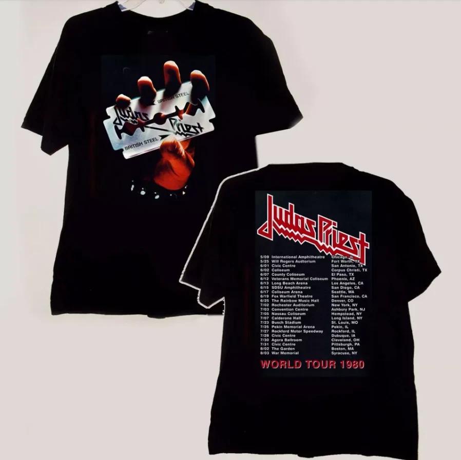 

Футболка Judas Priest 1980 British Steel Tour Shirt Юбилейное издание Тяжелый хлопок Высококачественный Люкс Для мужчин и женщин Топ Y2k M