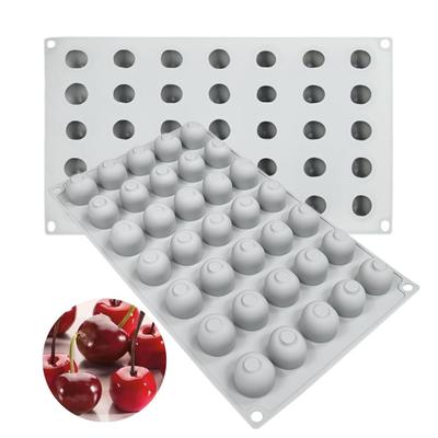 Silikongel Franska Mousse Tårtform, 3D Bageri Hantverkare Handgjord Choklad Tvål Ljusform, 35 Fack Körsbär