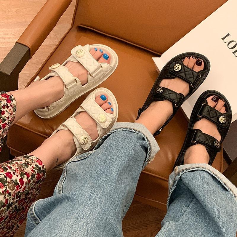 Rindslederversion~ Vielseitig und keine müden Füße Klettleder-Plateausandalen Damen Sommer High-End Römische Muffin-Sandalen