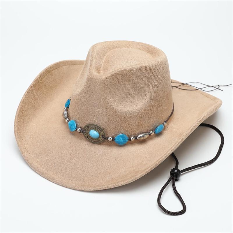 Classic suede western cowboy hat woolen jazz top hat men and women's ethnic style autumn and winter felt hat big eaves hat