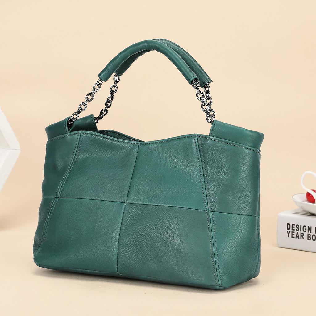 Ręcznie robiona damska torebka z prawdziwej skóry w stylu retro, na jedno ramię, crossbody, z górnej warstwy skóry bydlęcej, łańcuszek pod pachę, torebka o dużej pojemności