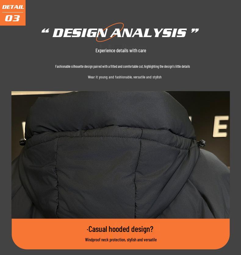 Men's High-Quality Thickened Down Jacket: Winter White Duck Down Hooded Outerwear - Trendy Casual Workwear.