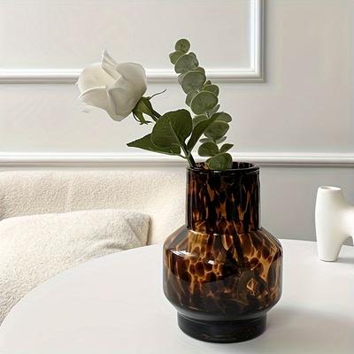New Arrival Leopard Print Glass Vase Light Luxury Retro Desktop Ornament for Home Model Room & Living Room