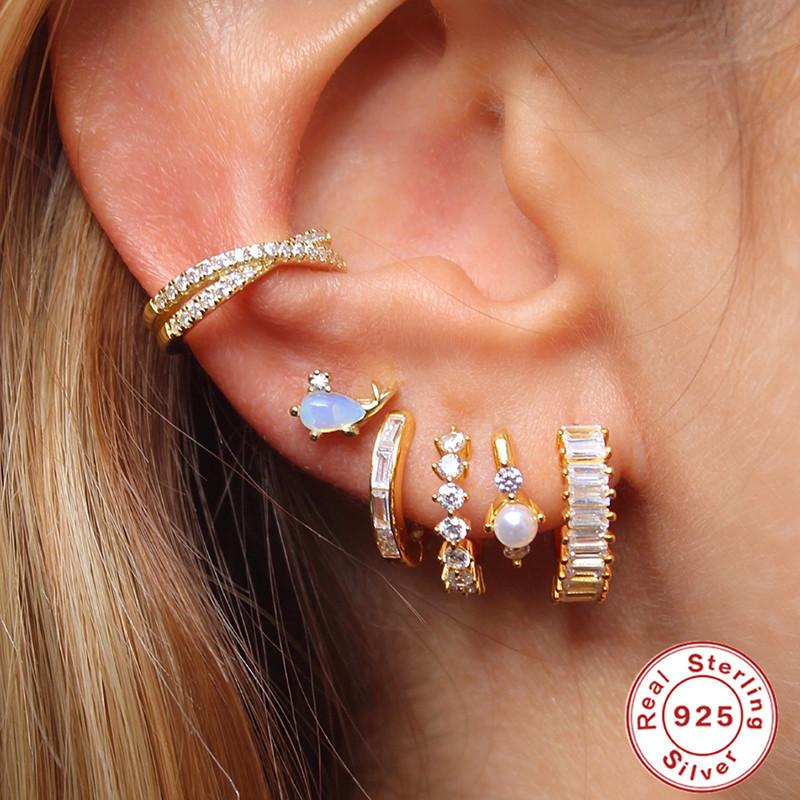 S925 Sterling Silver Square Diamond Earrings Geometric Design Earrings Earrings Earrings Color Earrings