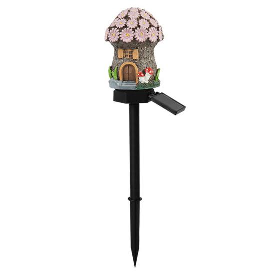 Yousheng Solar Mushroom House Light, Garden Fairy Tale Cottage Solar Light, Outdoor Waterproof Solar Lawn Light with Spike for Yard Patio