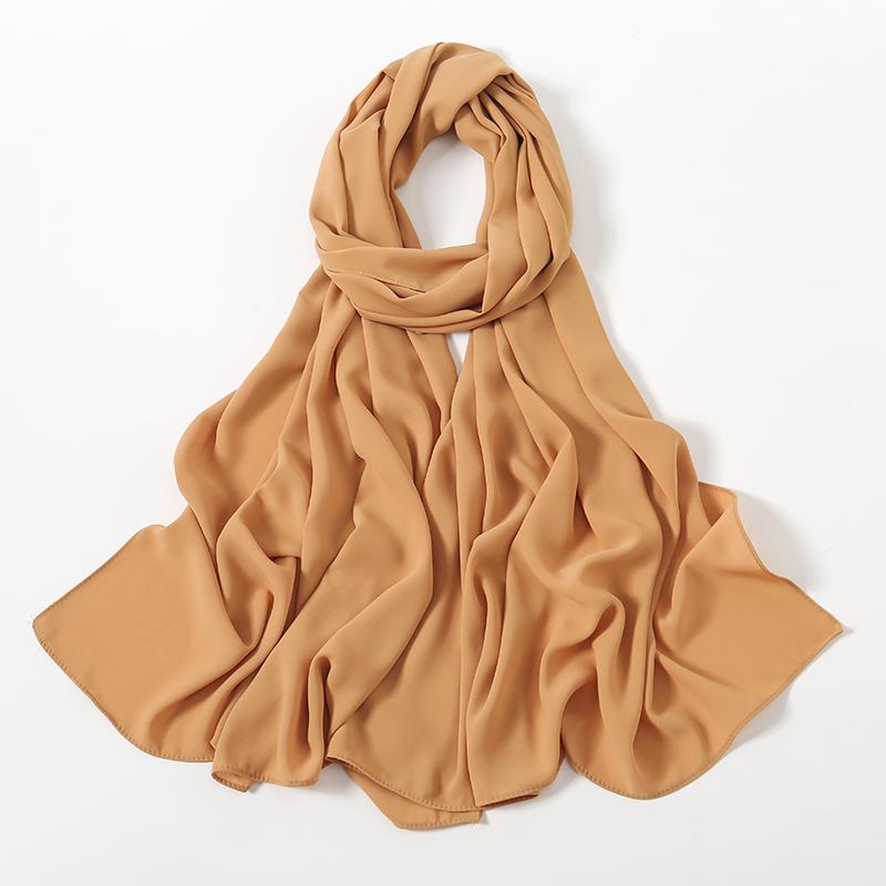 Women Heavy Chiffon Hijab Scarf Premium Chiffon Muslim Hijabs Plain Good Stitching Maxi Wrap Solid Color Musulman Femme Shawls