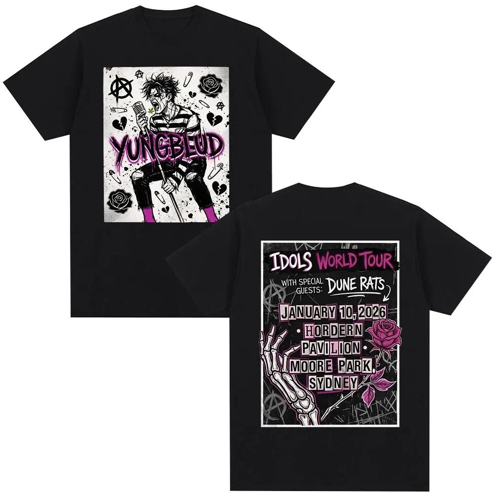 Singer Yungblud IDOLS World Tour 2026 TShirt Mens Wear Fashion HipHop Short Sleeve TShirt 100 Cotton Casual TShirt Top