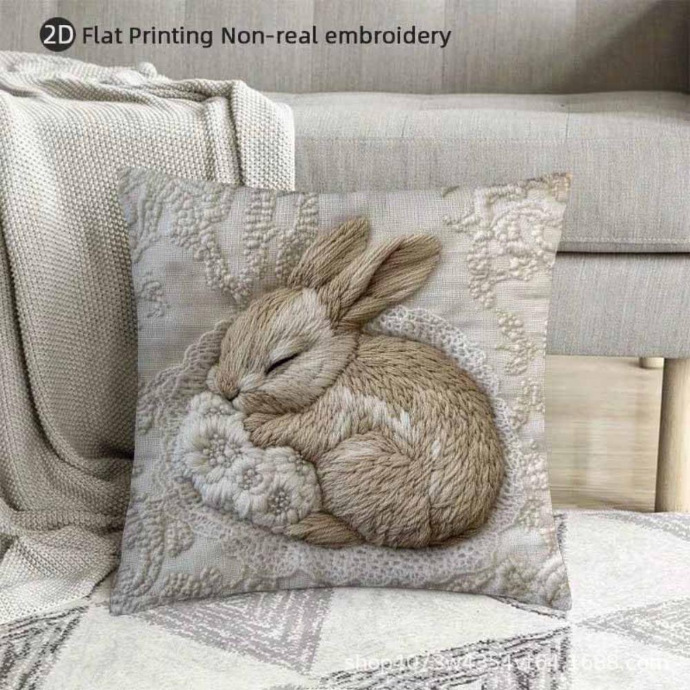 Sofa Pillow Pillowcase Skin-friendly Short Plush Cute Animal Cat Pillow Cover Living Room Cushion Cover Without Core