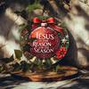 Metal Tin Art Sign Jesus Christmas Round Wall Decor 7.8 Inch Home Bar Cafe Gift