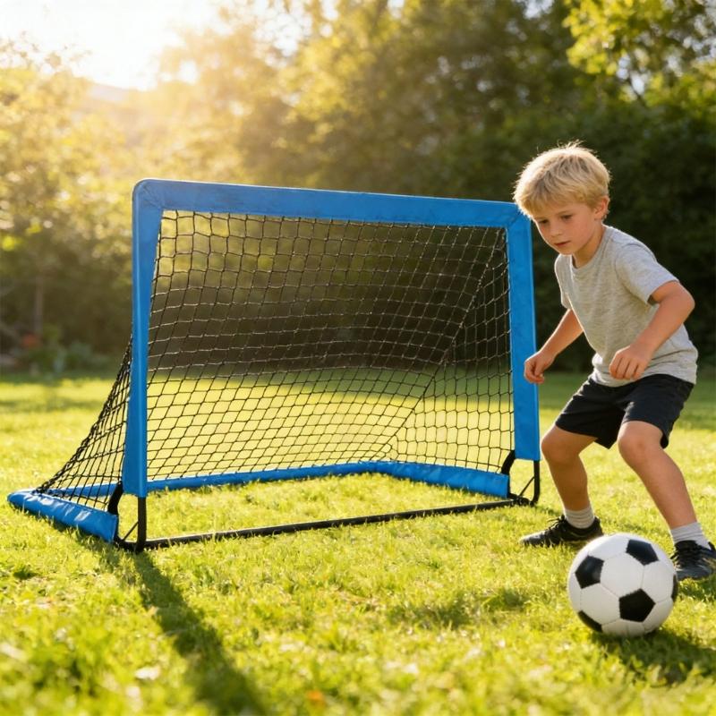Collapsible Football Goal Set Includes 2 Foldable Markers 3 Size globes And Training Cones For Children Outdoor Sports