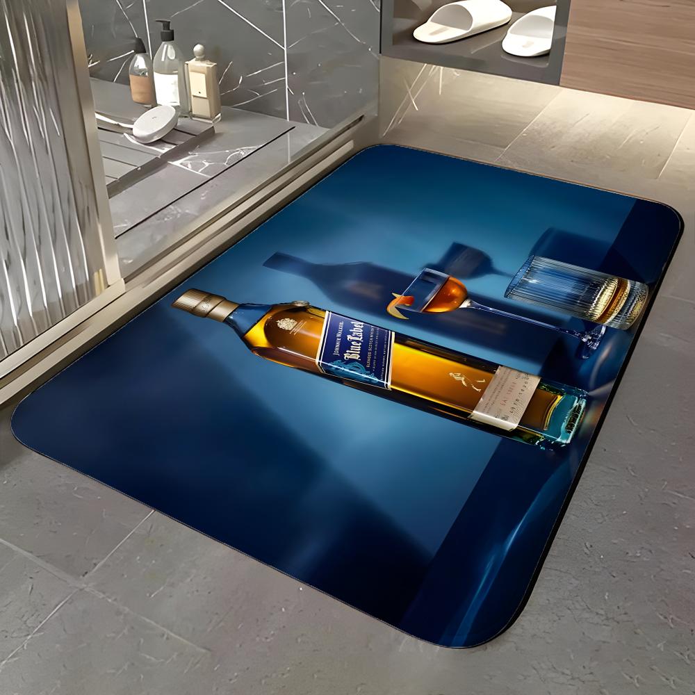 Liquor - J-Johnnie W-Walker Floor Mat Soft Flannel Entrance Door Mat Non Slip Absorbent Bathroom Bedroom Floor Rug