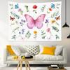 Butterfly Plant Tapestry for Bedroom, Girly Floral Blue Wall Tapestry, Leaf and Flower Botanical Tapestries Wall Hanging for