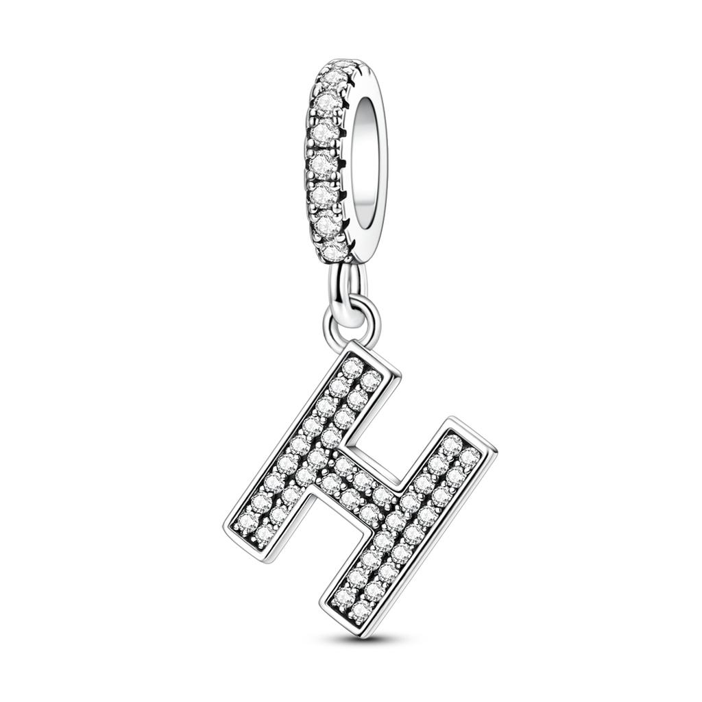 Pingente Pendurado de Cobre 26 Letras A-Z Pingente de Soletrar Zircônia Serve Pulseira Diy Joias Femininas