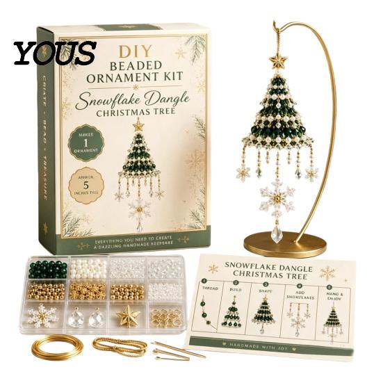 Seasonal Trinket Assembly Kits DIY Christmas Tree Beaded Ornament Kit, 3D Bead Craft Set, Handcrafted Ornaments Making Beginner Friendly with