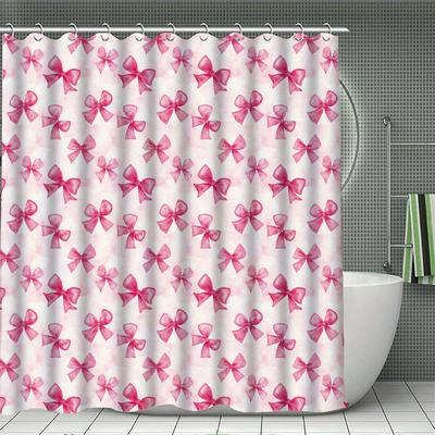 3D Bowknot Design Black & Pink Various Styles Bowknot Shower Curtain Waterproof Fabric Bathroom Curtain