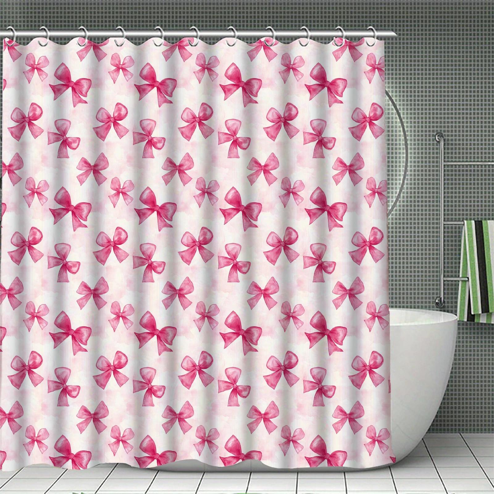 

3D Дизайн Бантика Черно-розовый Разные стили Занавеска для душа с бантиком Водонепроницаемая ткань Занавеска для ванной 1pc120x180curtain