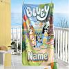 Bluey's Balloon Adventure Customizable Name Beach Towel High Absorbency & Quick-Dry Suitable for Swimming Gym Camping Yoga Vacation