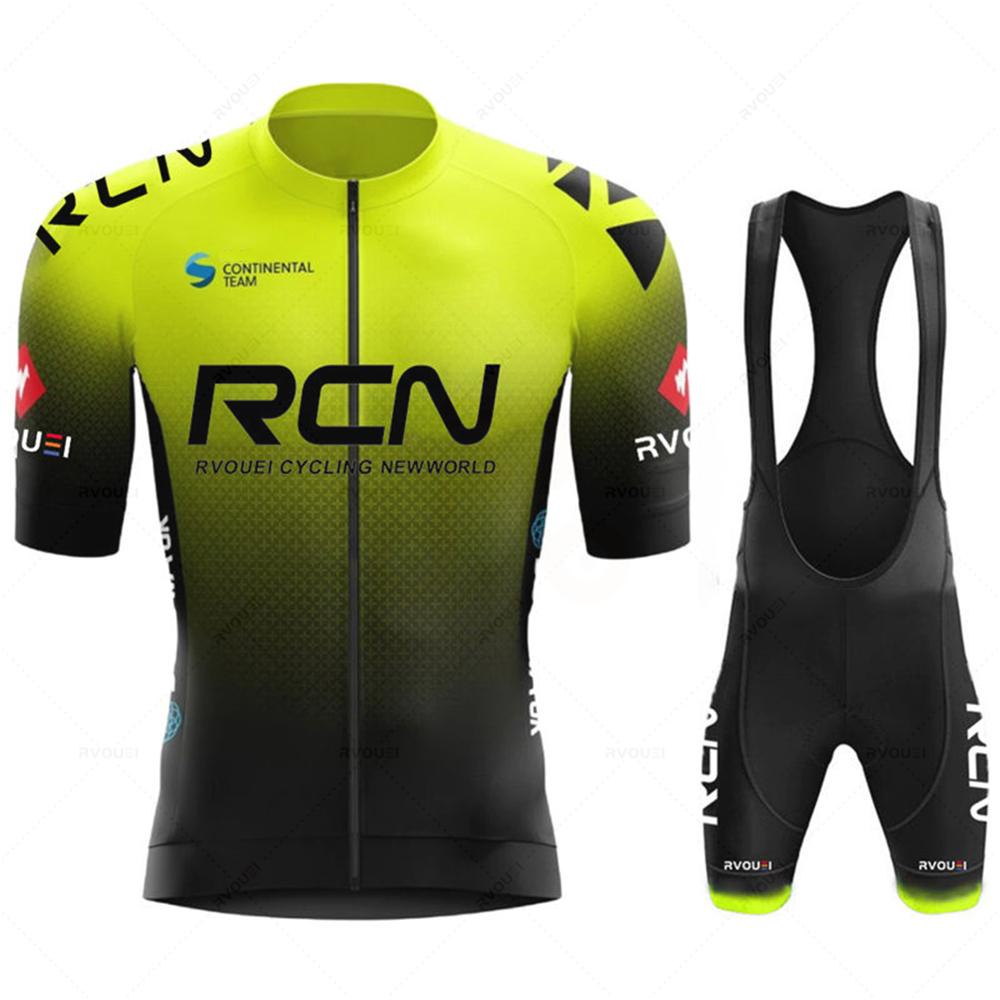 Set da ciclismo verde fluorescente Rcn Uniforme da mountain bike Maglia da ciclismo da uomo estiva Set Maglie da bici da strada Abbigliamento da bicicletta MTB