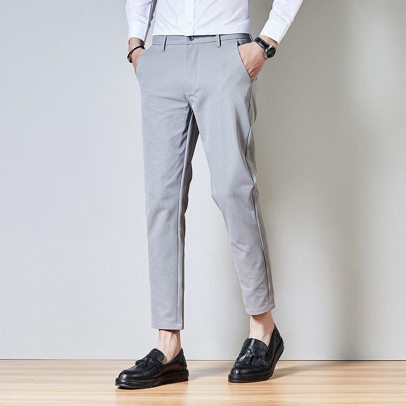 Men's Nine-Point Casual Pants, Slim Fit Tapered Korean Style Trendy Spring and Autumn New Dress Pants for Men 71856