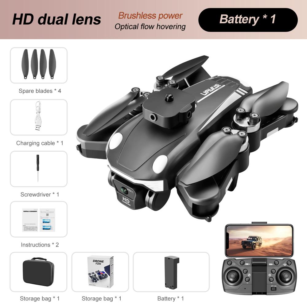 F200 Drone Brushless Professional HD Aerial Photography Wide Angle 4K Dual Camera 5G WIFI FPV Foldable Quadcopter RC Obstacle Avoidance Toys Gift