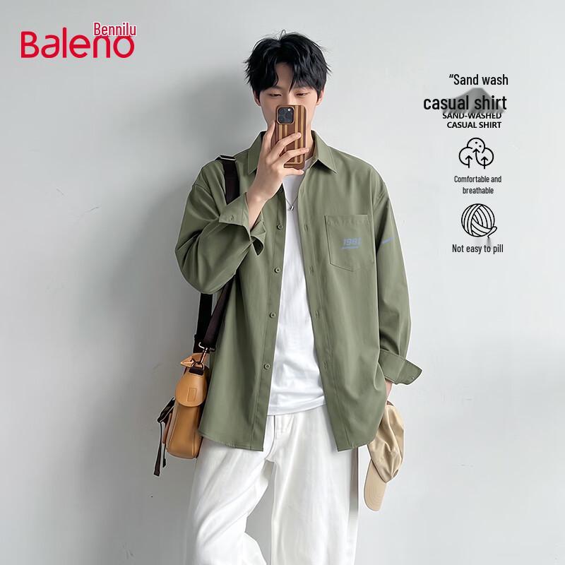 Baleno Men's Oversized Retro Long-Sleeve Shirt