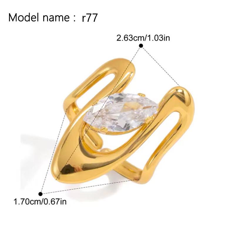2026 Vintage Hollow Zircon Rings For Women Metal Gold Color Trend Luxury Snake Shape Vintage Trendy Stainless Steel Ring Jewelry